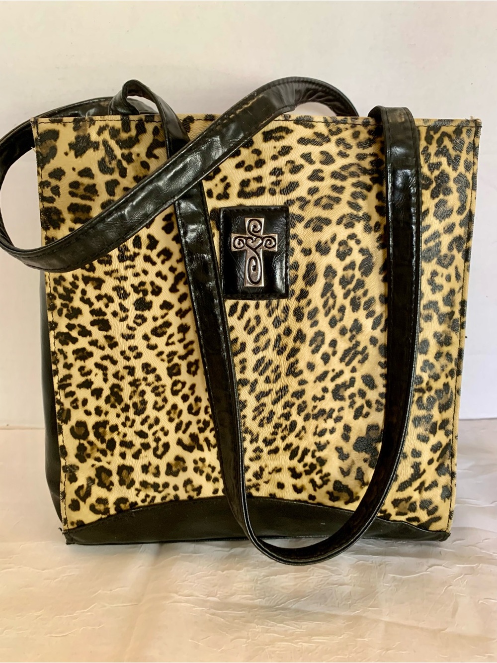 Christian Art,Leopard Print Tote Bag with Black Trim